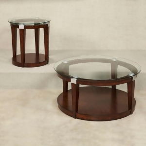 Hammary Solitaire 2 Piece Round Coffee Table Set in Rich Dark Brown - All