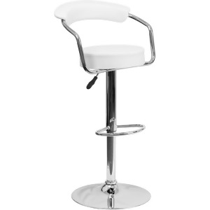 Flash Furniture Contemporary White Vinyl Adjustable Height Bar Stool w/ Arms C - All