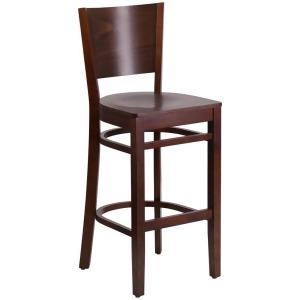 Flash Furniture Lacey Series Solid Back Walnut Wooden Restaurant Barstool - All