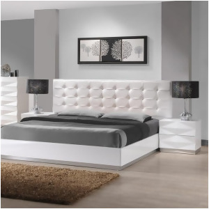 J M Furniture Verona 3 Piece Platform Bedroom Set in White Lacquer - All