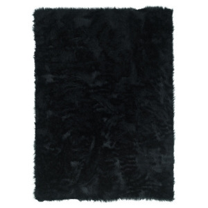 Linon Faux Sheep Rug In Black And Black 5 x 7 Rug-blaksheep57 - All
