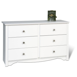 Prepac Monterey White 48 Inch Youth Size 6-Drawer Dresser - All