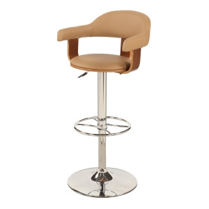 Chintaly 1386 Upholstered Back Pneumatic Swivel Stool In Khaki - All