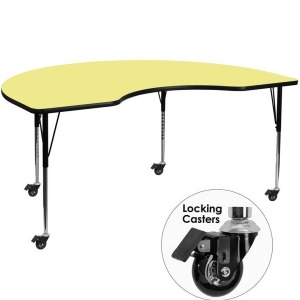 Flash Furniture Mobile 48 X 96 Kidney Shaped Activity Table With Yellow Therma - All