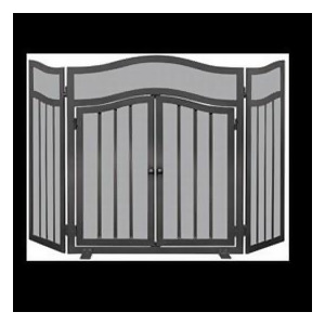 Uniflame 3 Panel Black Wrought Iron Screen With Doors - All