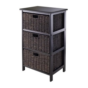 Winsome Wood 20317 Omaha Storage Rack w/ 3 Foldable Baskets in Black - All