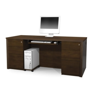 Bestar Prestige Plus Executive Desk Kit With Assembled Pedestals In Chocolate - All