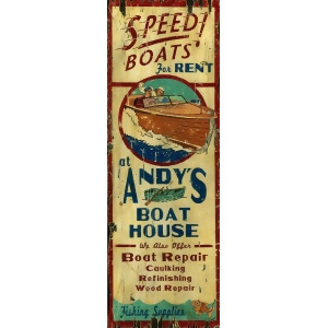 Red Horse Andy's Boat House Sign - All