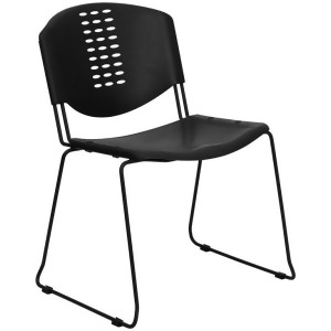 Flash Furniture Hercules Series 400 lb. Capacity Black Plastic Stack Chair w/ Bl - All