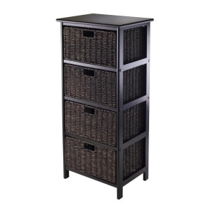 Winsome Wood 20418 Omaha Storage Rack w/ 4 Foldable Baskets in Black - All