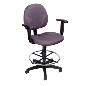 Boss Chairs Boss Gray Fabric Drafting Stools w/ Adj Arms Footring - All