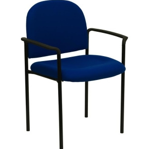 Flash Furniture Navy Fabric Comfortable Stackable Steel Side Chair w/ Arms Bt- - All