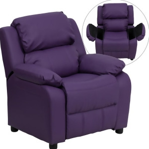 Flash Furniture Deluxe Heavily Padded Contemporary Purple Vinyl Kids Recliner w/ - All