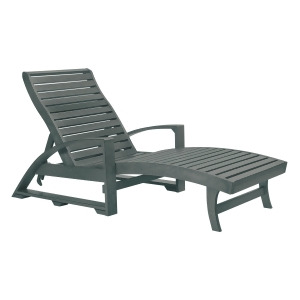 C.r. Plastics St. Tropez Chaise Lounge with Wheels in Slate Grey - All