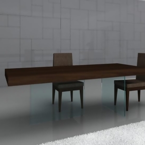 J M Furniture Float Modern Dining Table in Dark Oak - All