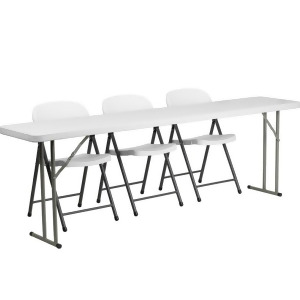 Flash Furniture 18 X 96 Plastic Folding Training Table With 3 White Plastic Fo - All