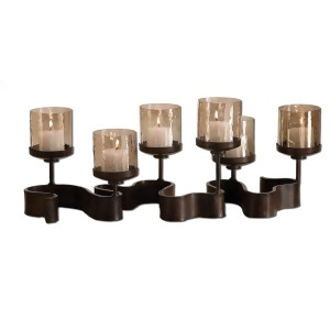 Uttermost Ribbon Candleholder in Bronze Metal w/ Copper Brown Glass - All