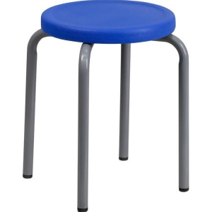 Flash Furniture Stackable Stool With Blue Seat And Silver Powder Coated Frame - All