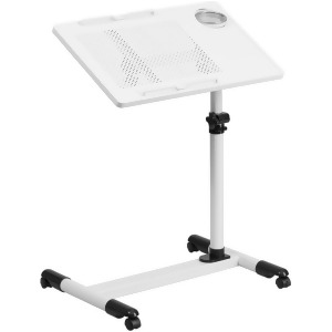 Flash Furniture White Adjustable Height Steel Mobile Computer Desk - All