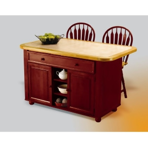 Sunset Trading Nutmeg Kitchen Island with Two Swivel Stools - All