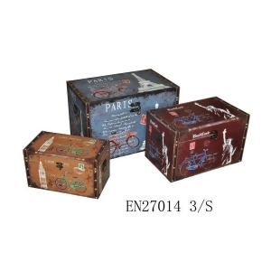 Entrada En27014 3 Piece Wooden Trunk Large H 16X23.5X15In - All