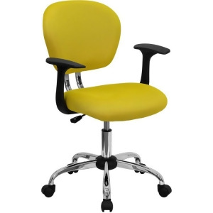 Flash Furniture Mid-Back Yellow Mesh Task Chair w/ Arms Chrome Base H-2376-f - All