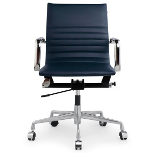 Meelano M348 Office Chair In Navy Blue Vegan Leather - All