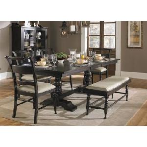 Liberty Furniture Whitney 6 Piece Trestle Table Set in Black Cherry Finish - All