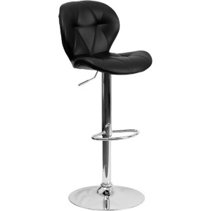 Flash Furniture Contemporary Tufted Black Vinyl Adjustable Height Bar Stool With - All
