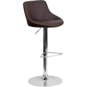 Flash Furniture Contemporary Brown Vinyl Bucket Seat Adjustable Height Bar Stool - All