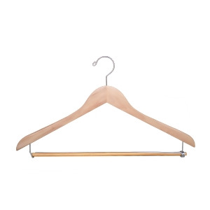 Proman Products Gemini Concave Suit Hanger w/ Lock Bar in Natural Lacquer - All