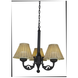 Patio Living Versailles Chandelier 19750 with Black Body and Stone Wicker Shades - All