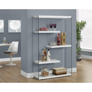 Monarch Specialties Glossy White Hollow-Core Tempered Glass Bookcase I 3290 - All