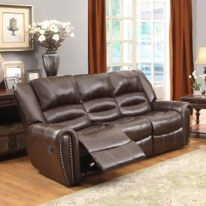 Homelegance Center Hill Double Reclining Sofa in Brown Leather - All