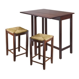 Winsome Wood Lynwood 3 Piece Drop Leaf Table w/ Rush Seat Stool - All