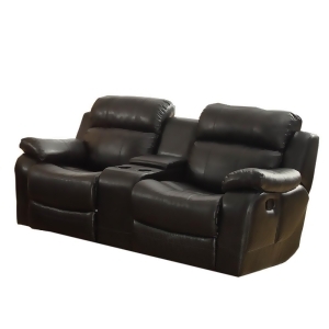 Homelegance Marille Double Glider Reclining Loveseat w/ Center Console in Black - All