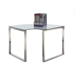 Chintaly 6931 Desk Corner Table In Clear Glass - All