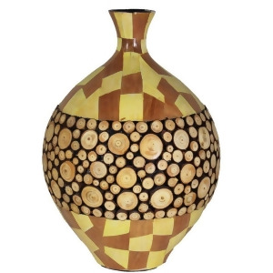 Entrada En30336 Wood Encrusted Ceramic Vas Set of 2 - All