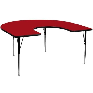 Flash Furniture 60 x 66 Horseshoe Activity Table w/ Red Thermal Fused Laminate T - All
