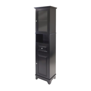 Winsome Wood 20871 Alps Tall Cabinet w/ Glass Door Drawer in Black - All