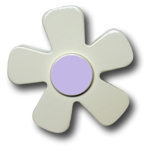 One World White Daisy with Purple Center Wooden Drawer Pulls Set of 2 - All