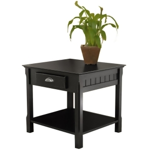 Winsome Wood 20124 Timber End Table w/ One Drawer Shelf in Black - All