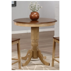Sunset Trading Brookpond Round Cafe Pedestal Table in Wheat with Pecan Top - All