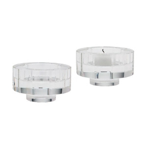 Lazy Susan Round Windowpane Crystal Candleholders Set of 2 - All