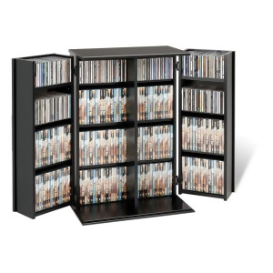 Prepac Black Small Deluxe Media Storage with Locking Shaker Doors - All