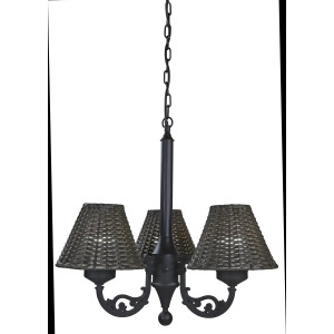 Patio Living Versailles Chandelier 17750 with Black Body and Walnut Wicker Shade - All