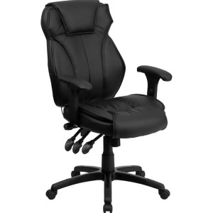 Flash Furniture High Back Black Leather Executive Office Chair w/ Triple Paddle - All