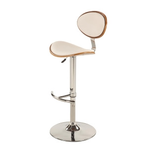 Chintaly 1309 Plywood Back And Seat Pneumatic Stool In White - All
