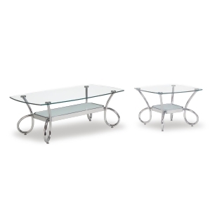 Global Usa 559 2 Piece Clear Glass Coffee Table Set w/ Chrome Legs - All