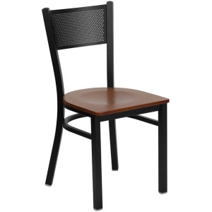 Flash Furniture Hercules Series Black Grid Back Metal Restaurant Chair Cherry - All